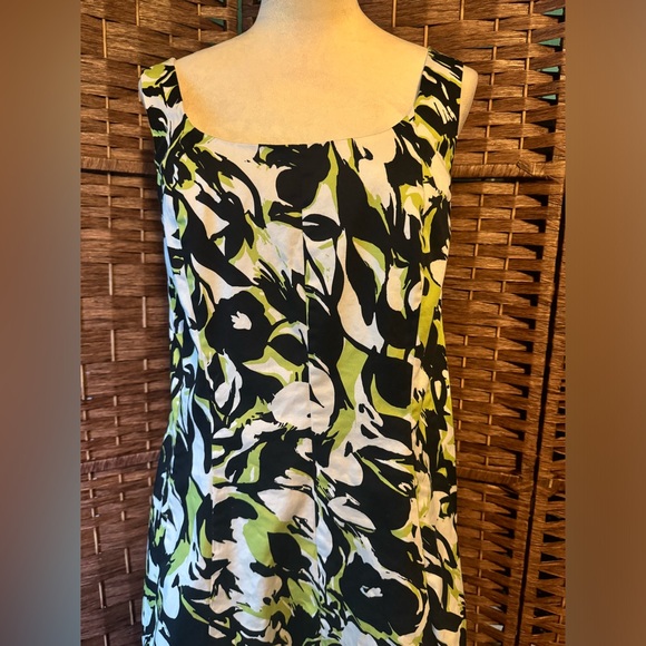 Jessica Howard 14W Dress Lime Green Black White Summer Spring Vacation - Picture 4 of 13